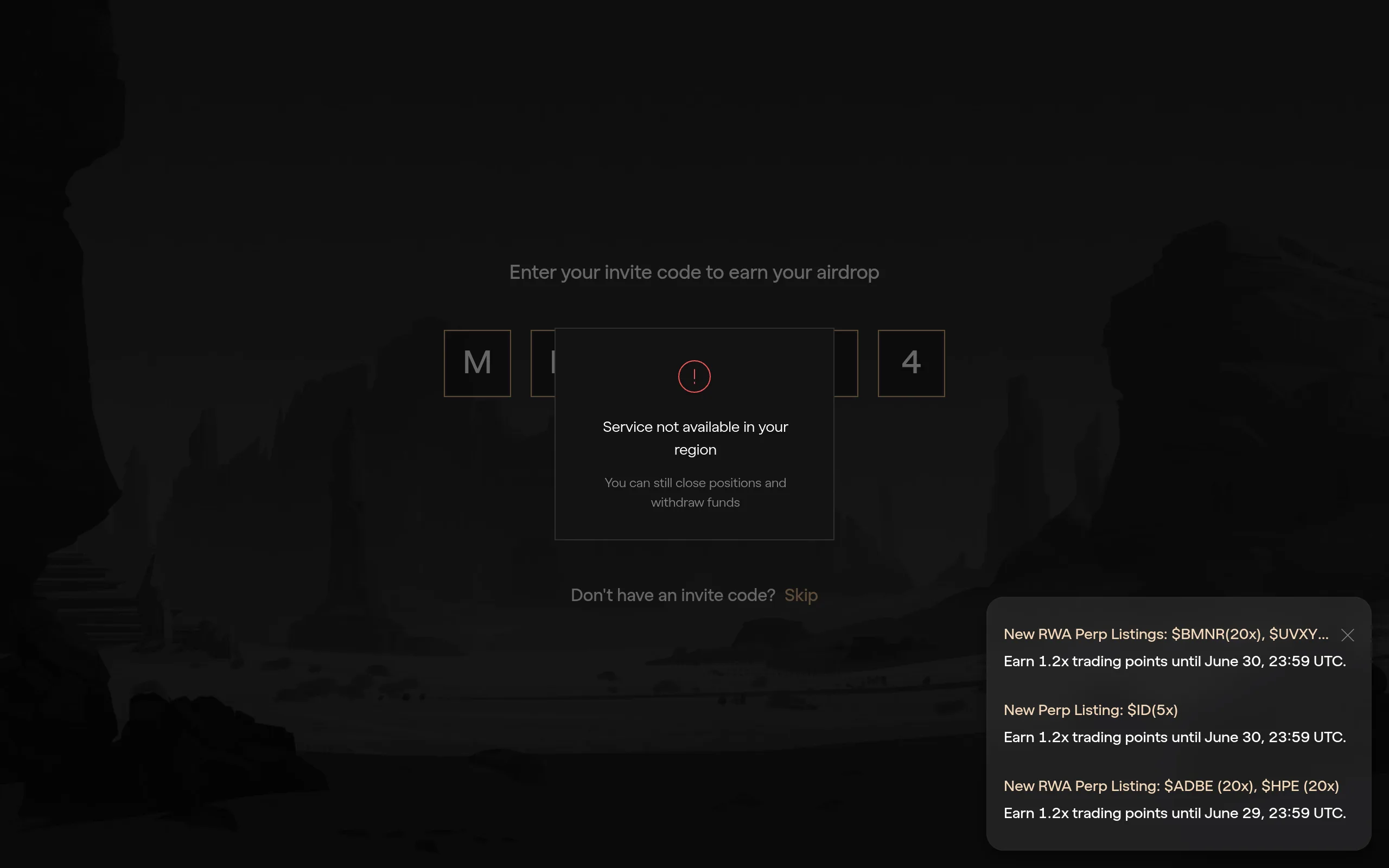 Aster referral page showing referral code MMTz04 applied at sign-up for a 5% trading fee rebate